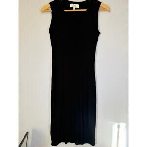 Magaschoni Sweater Dress Womens Small Black Ribbed Knit Bodycon Midi Slit Sexy